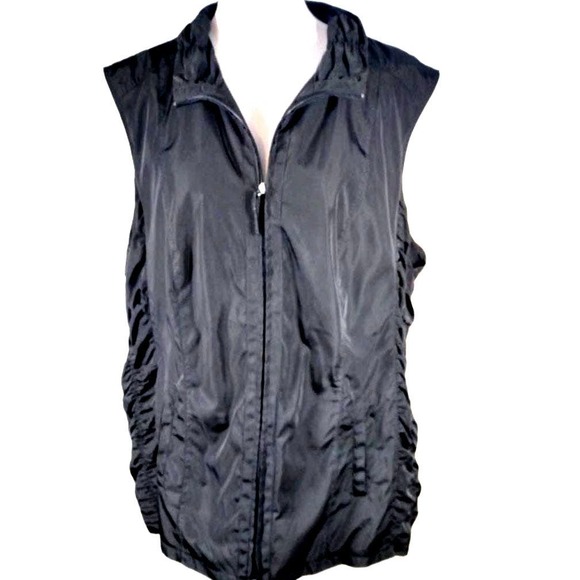 💸$14 Barbara Lebek Black Women's 2X Ruched Side Vest - Picture 1 of 4